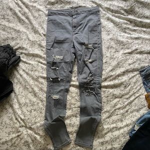 Topshop MOTO Joni grey destroyed jeggings